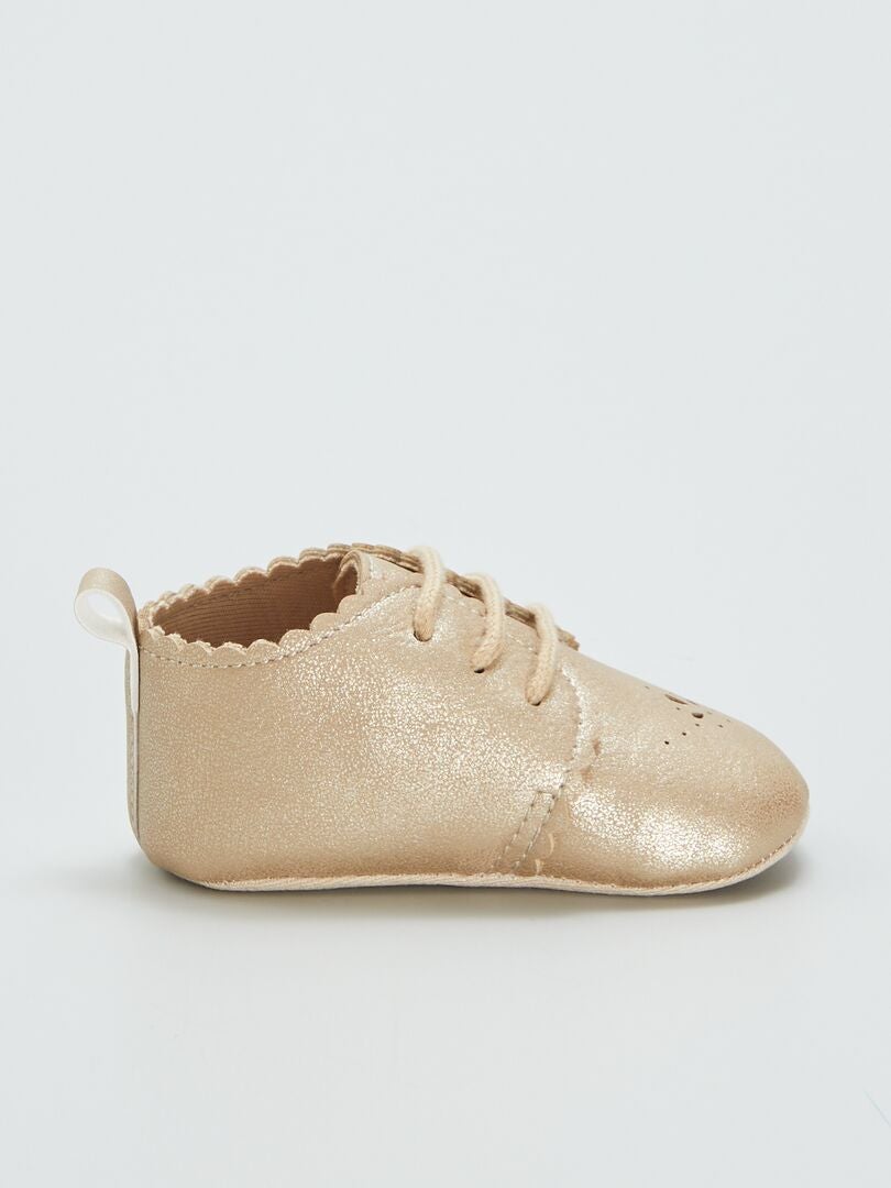 Buty Derby z cekinami - BEŻOWE