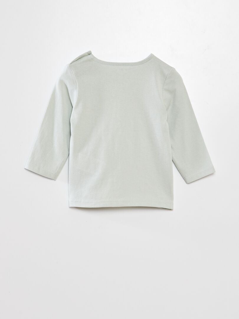 Bedrukt T-shirt met lange mouwen - Lichtblauw