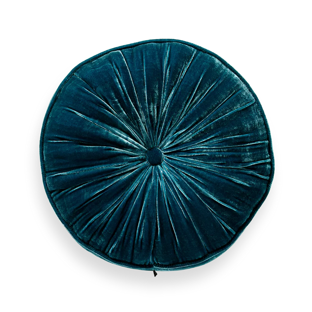 Coussin rond en velours de soie et viscose de la collection House of Rituals Saigon
