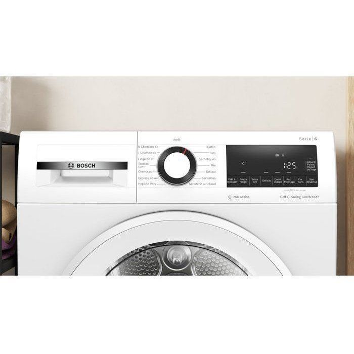 Asciugatrice a pompa di calore BOSCH Serie 6 WQG24502FR - 8 kg - Induzione - L60 cm - Classe energetica C - Bianca