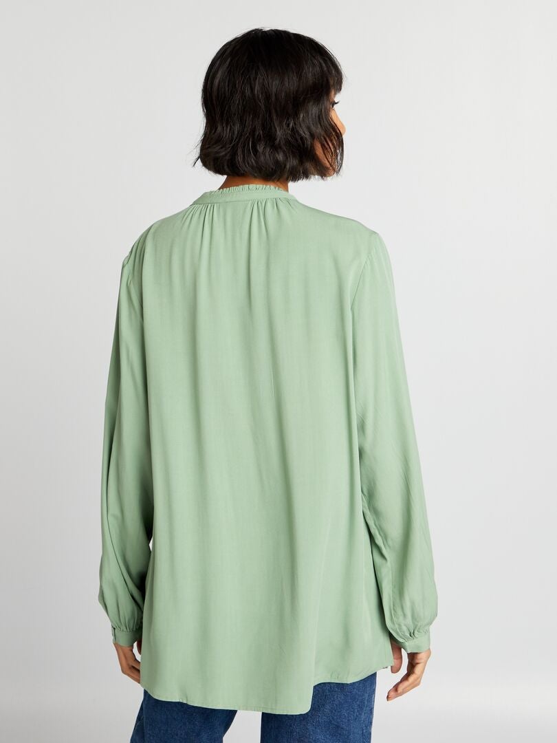 Blusa con cuello mandarín - VERDE