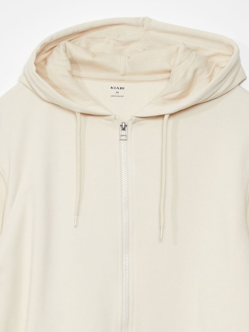 Hoodie met rits - BEIGE