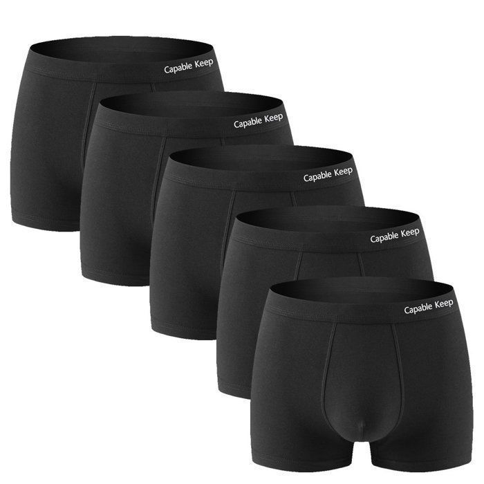 Lot de 5 Boxer Homme Coton, Caleçon uni Naturel et Hypoallergénique XD1094 Noir
