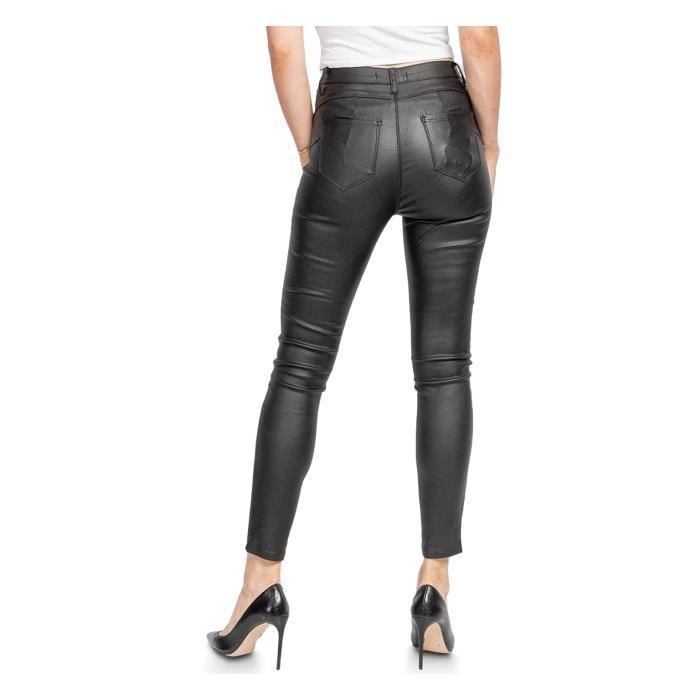 Women's jeans - SULLIVAN - Skinny - High waist - Faux leather - Black