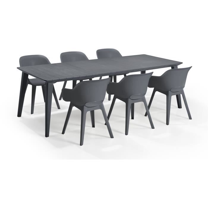 Mesa de jardín rectangular, color gris grafito, resina, para 8 a 10 personas, Lima, Allibert by KETER