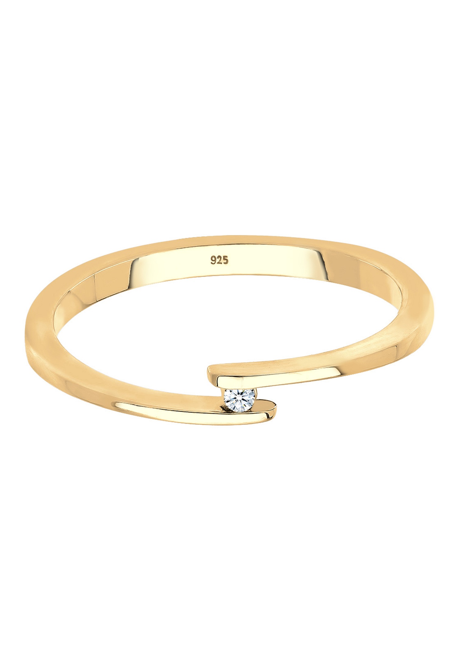 Elli DIAMONDS Élégant Engagement Diamant (0.02 ct.) 925 Argent