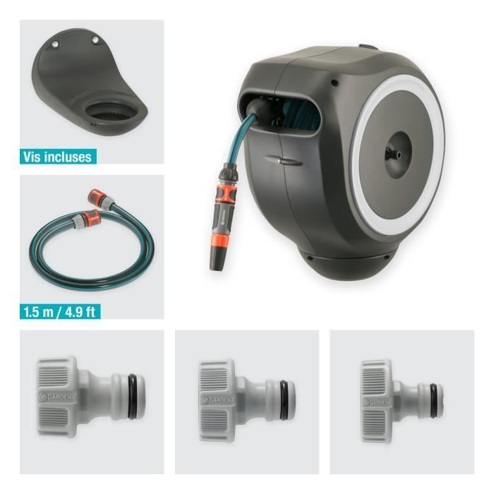 Enrollador de manguera automático de pared GARDENA RollUp S de 15 m