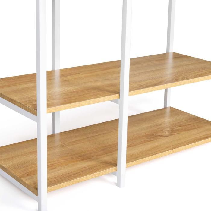 IDMARKET Dressing penderie étagères L. 90 cm DETROIT design industriel bois et métal blanc