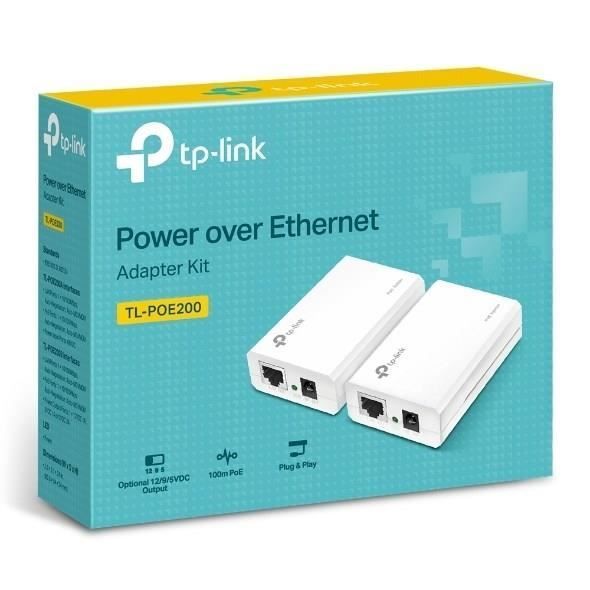 TP-LINK TL-POE200 PoE Adapter Kit - Self-Powering Devices via RJ45 Cable - Plug-and-Play