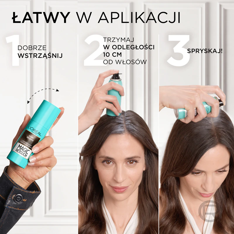 Spray Magic Retouch da L'Oréal Paris para retoque instantâneo da raiz dos cabelos.