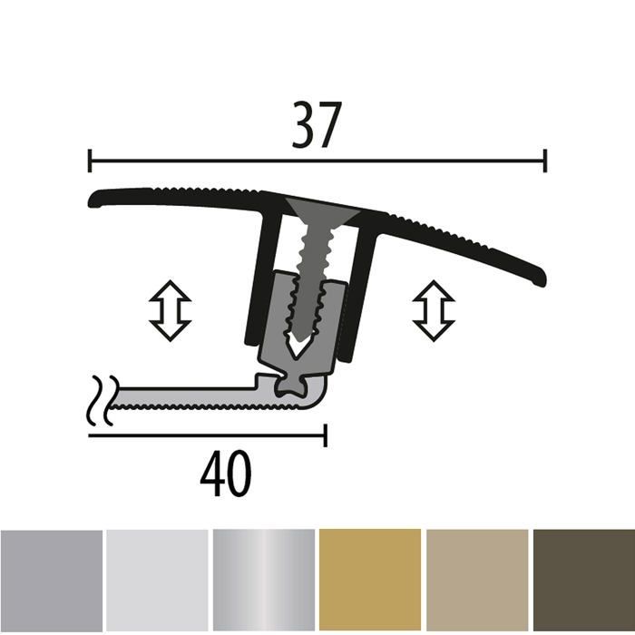 PROVISTON Profilé de compensation flexible Profilé pour parquet l 37 mm Compensation de H 7 - 17 mm L 900 mm Profilé en aluminium...