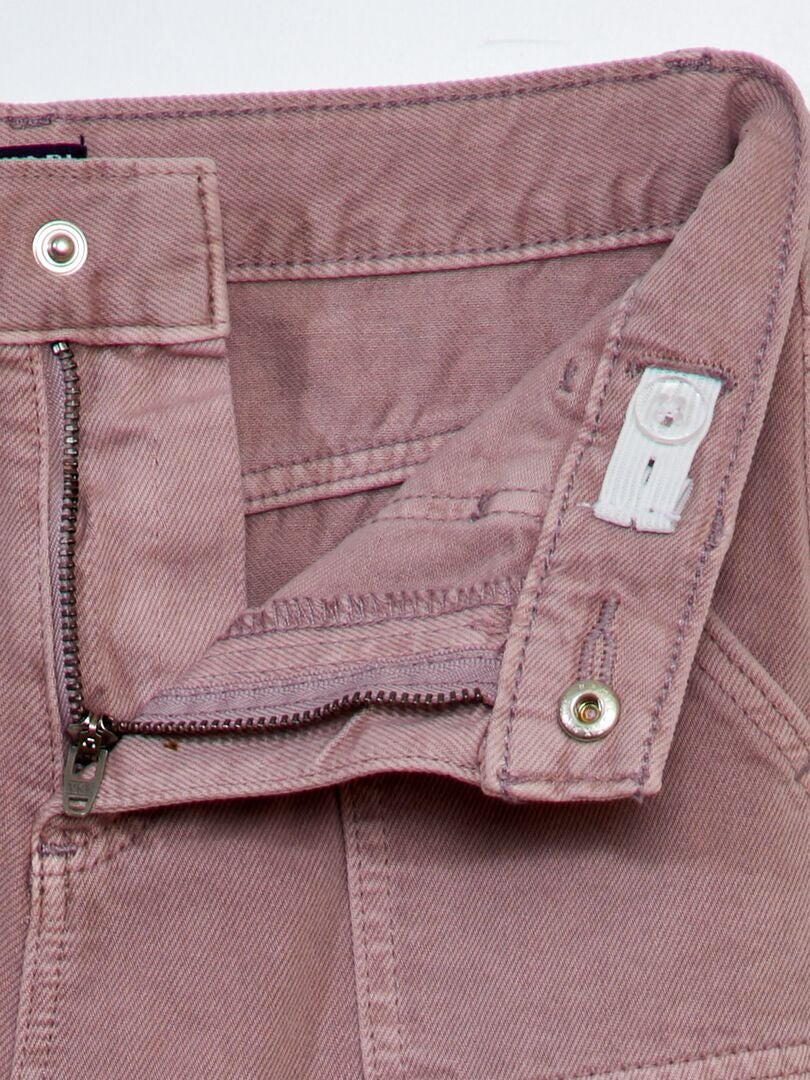 Calça jeans de perna larga com bolsos laterais - ROXA