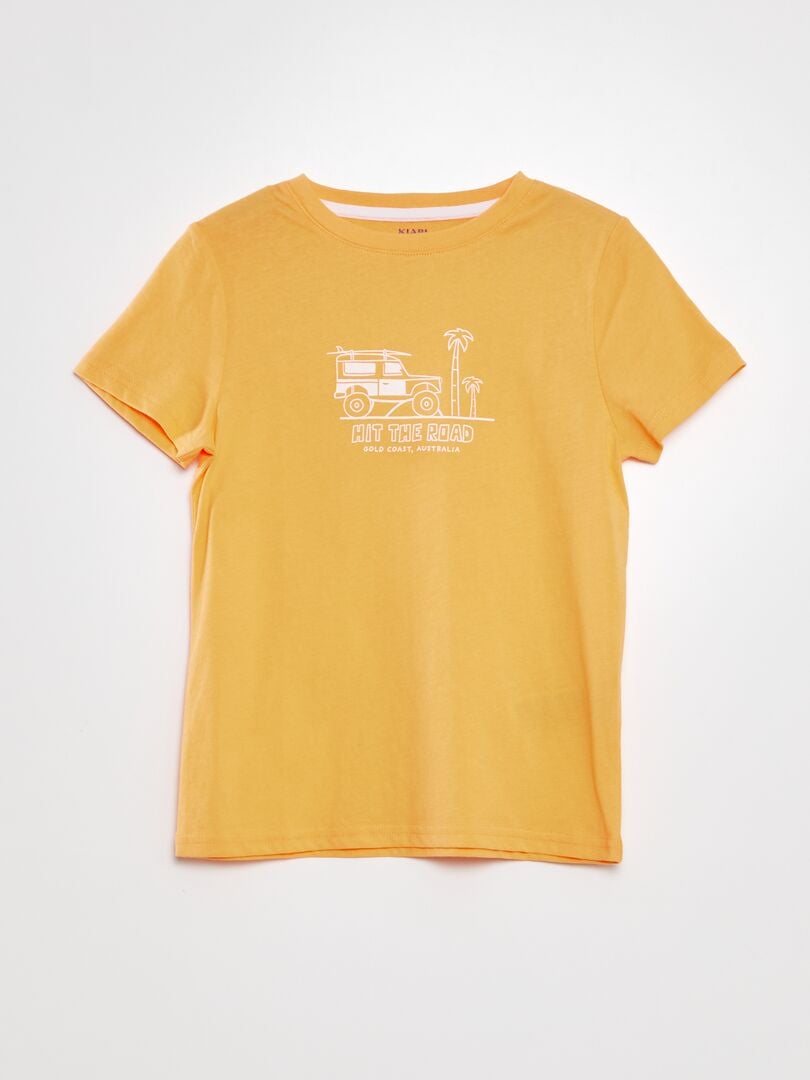 T-shirt met ronde hals van katoen - ORANJE