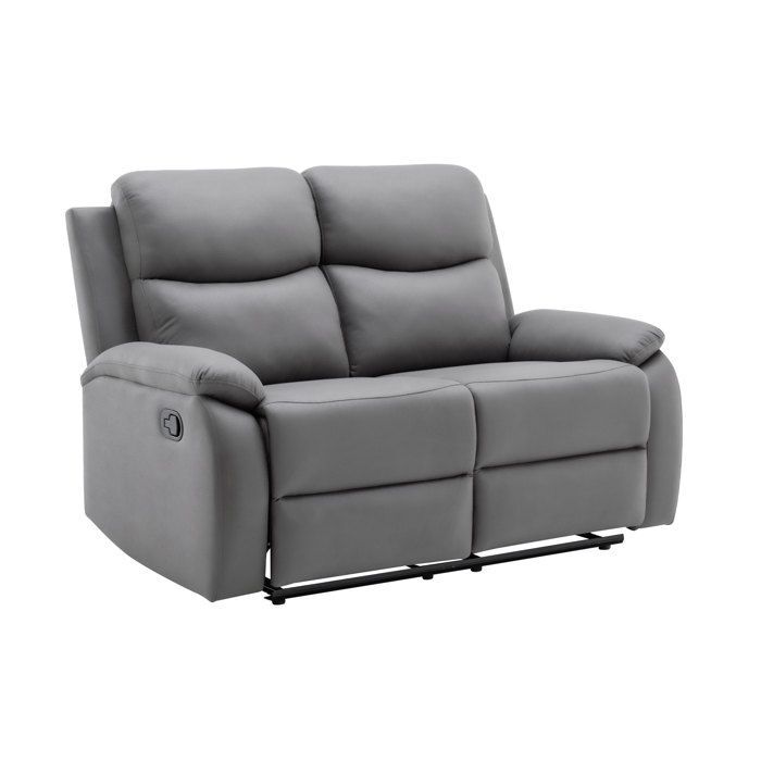 Set of 2 sofas + manual reclining armchair in light grey PU leather - ZOLARA