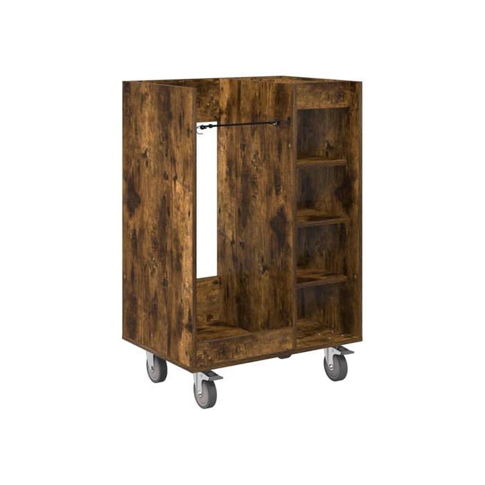 Taquilla de golf moderna - vidaXL - Roble ahumado - 65x45x98 cm - Amplio espacio de almacenamiento - 4 ruedas - Estructura metálica