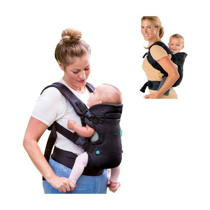 Portabebés ergonómico convertible 4 en 1, con posiciones para llevar al bebé mirando hacia adentro o hacia afuera, tanto en la parte delantera como en la trasera, para recién nacidos y niños pequeños.