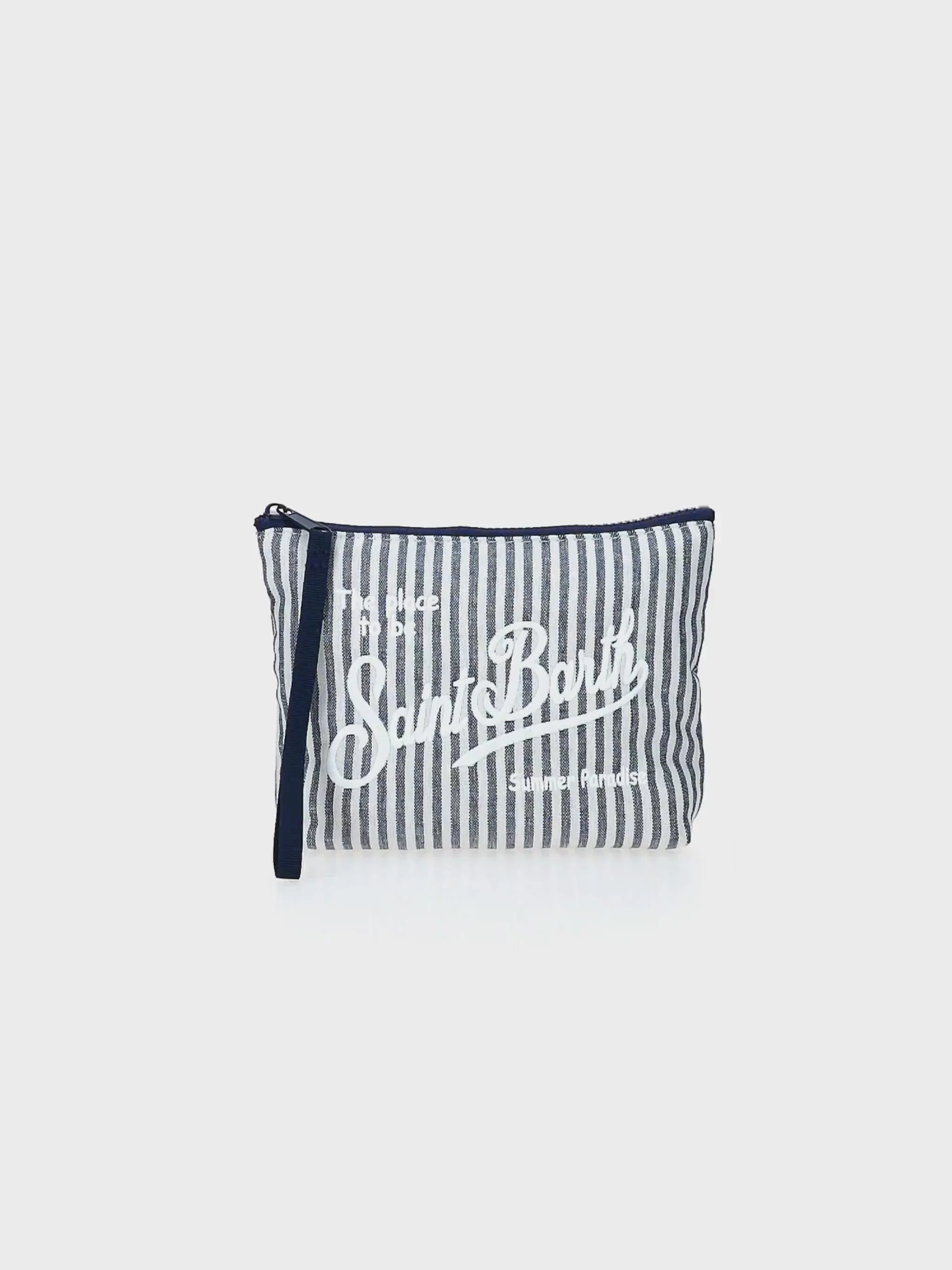 Aline clutch van zacht katoenlinnen met streepjesprint