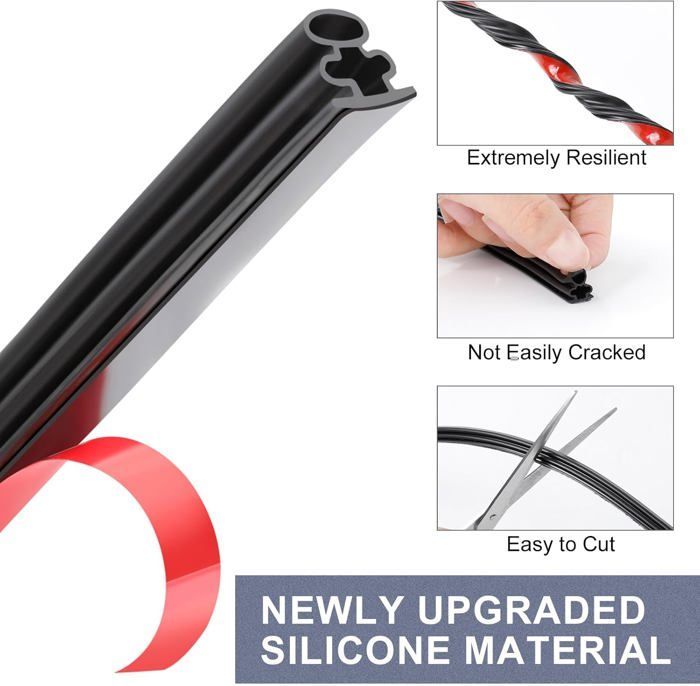 Guarnizione in gomma autoadesiva da 6 m x 10x10 mm - per sigillare porte e finestre, nera