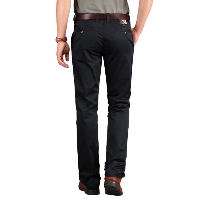 Pantalones chinos rectos de talla grande para hombre - INSFITY - Negro