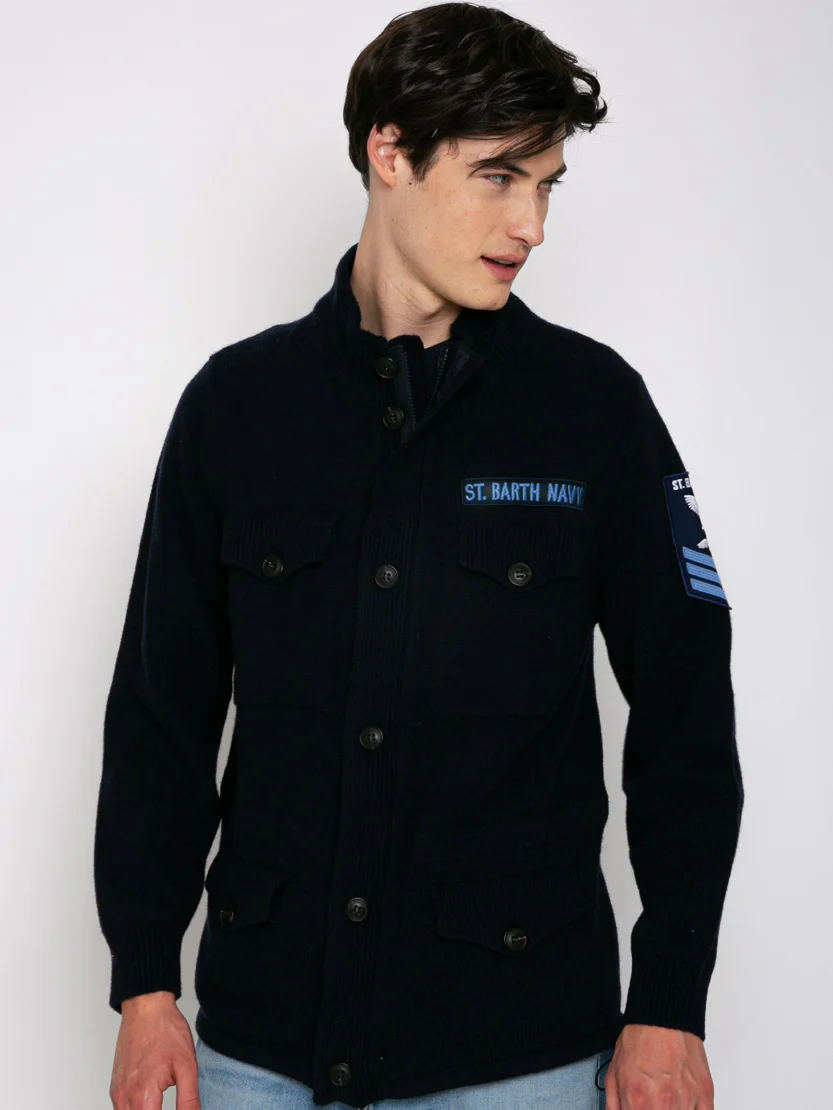 Gebreide veldjas met patch