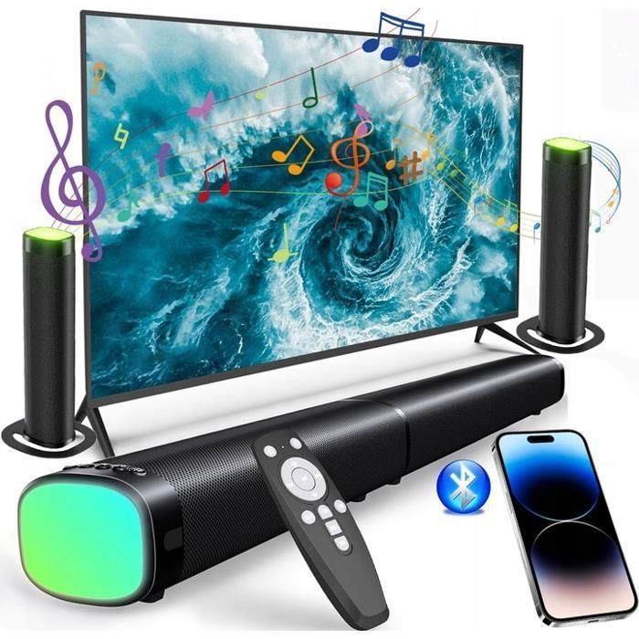 Barra de sonido para TV - Refuerzo de graves - Barra de sonido con subwoofer para cine en casa - HDMI ARC