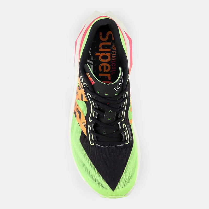 Pantofi sport TCS London Marathon FuelCell SuperComp Elite v4 pentru femei – Lime decolorat, Mango strălucitor și Roz neon