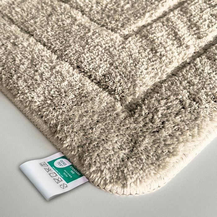 Alfombrilla de baño rectangular Atlantis con base antideslizante, color beige, 60 x 100 cm