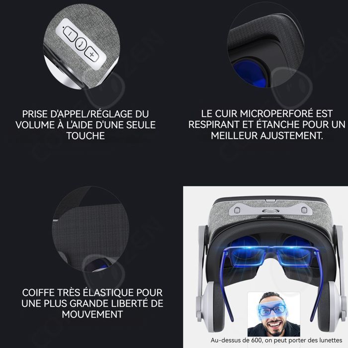 Auriculares de realidad virtual 1080p, pantalla IMAX gigante, ajuste independiente, espacio 3D de 360 grados, recorrido panorámico, paquete de realidad virtual