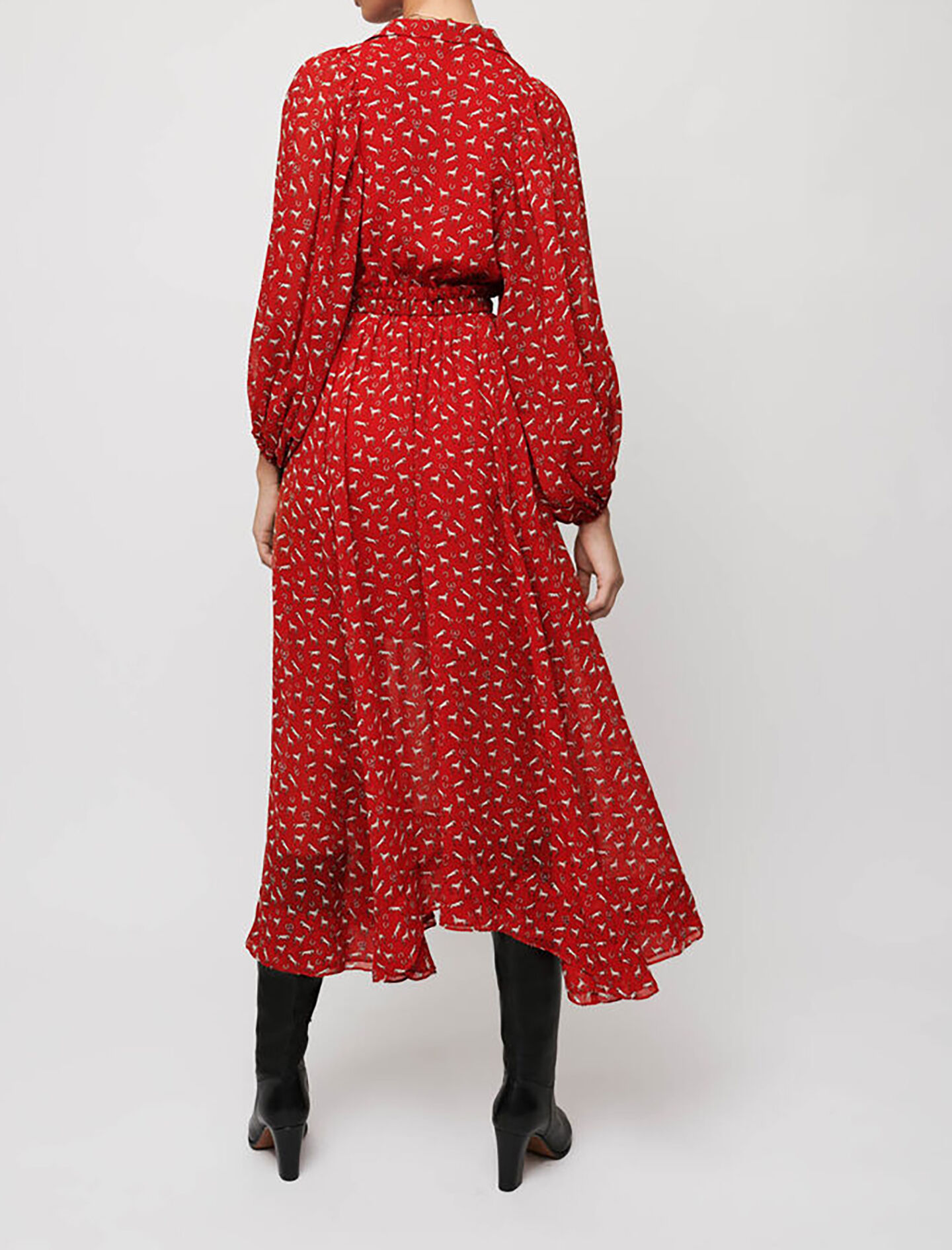 Bedrukte mousseline jurk - Chevaux Rouge