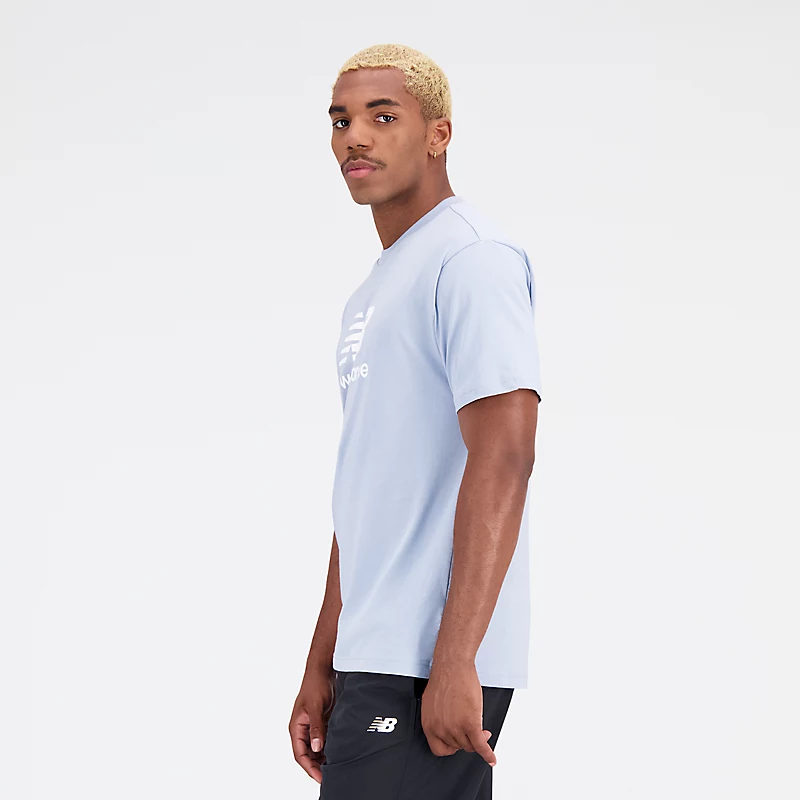Heren Essentials Stacked Logo T-shirt met korte mouwen van katoenen jersey - Licht arctisch grijs