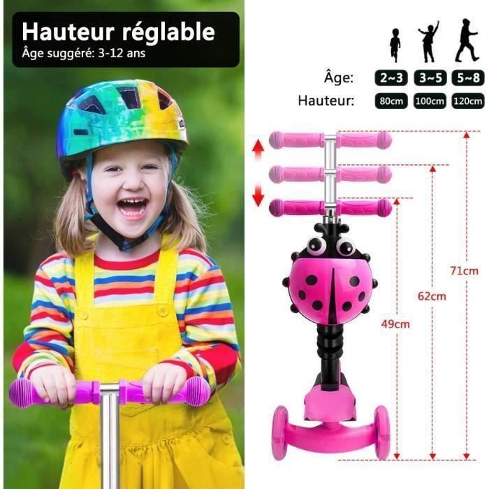 Yoleo 5-in-1 kinderstep - LED-wielen - Verstelbare zitting - Roze