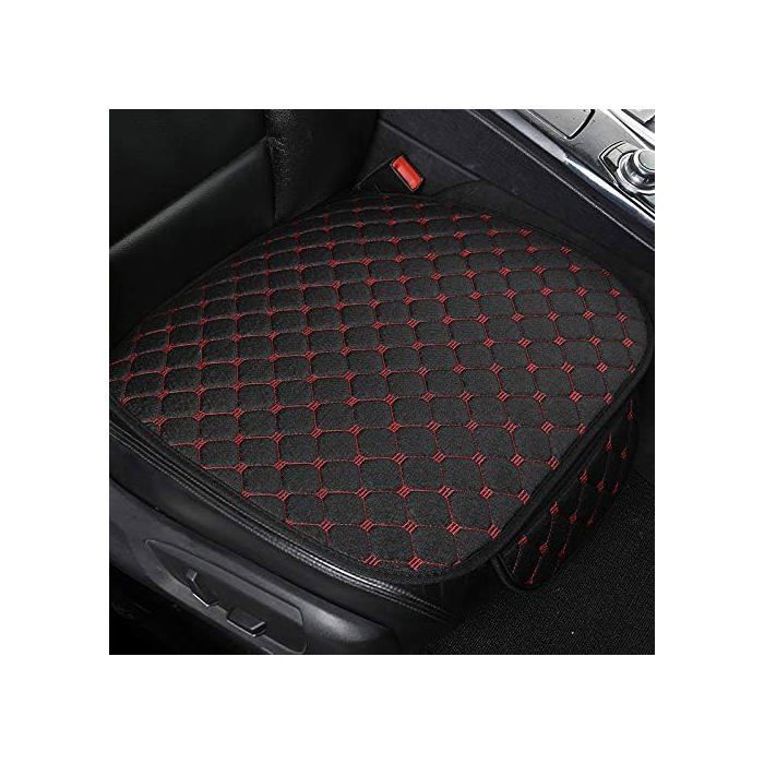 Funda para asiento de coche - PZCC - Universal - Lino - Negro/Rojo - 2 delanteras + 1 trasera