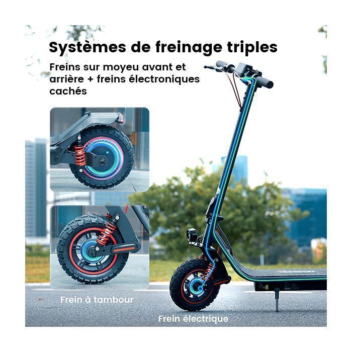 Trottinette Électrique Pliable pour Adulte i10pro - Autonomie 60km Batterie 48V 15Ah Pneus10'' Moteur 800W 4 Modes avec Scooter APP