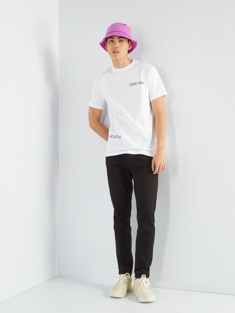 Camiseta estampada de cuello redondo - Blanca