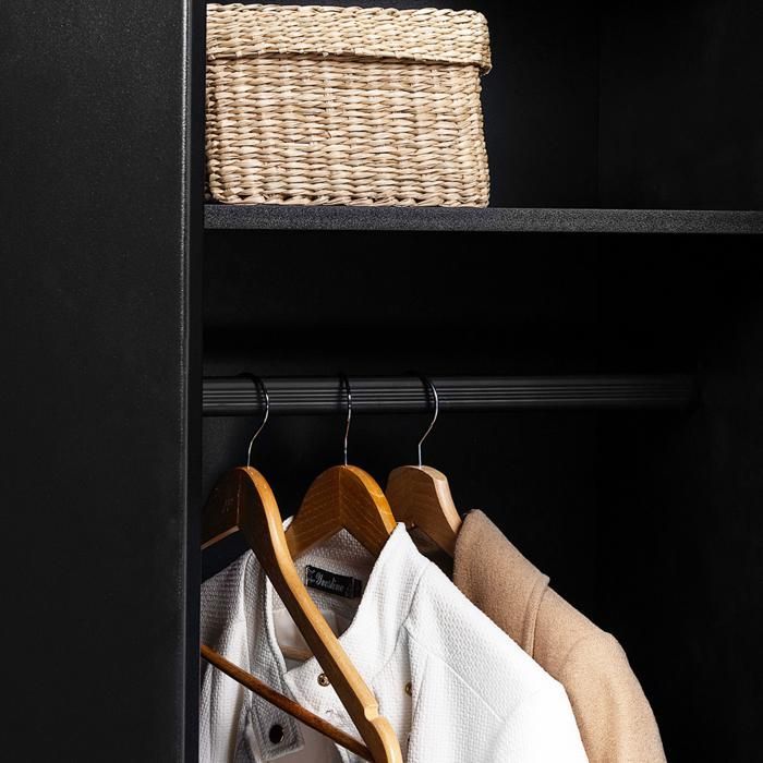 IDMARKET ESTER 2-Door Black Metal Industrial Design Wardrobe
