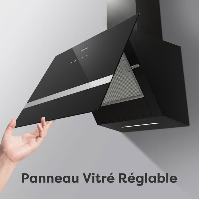 CIARRA Hotte Aspirante Booster 650m3/h A+++ Hotte Wi-Fi APP Contrôle 4 Vitesses Recyclage Noir