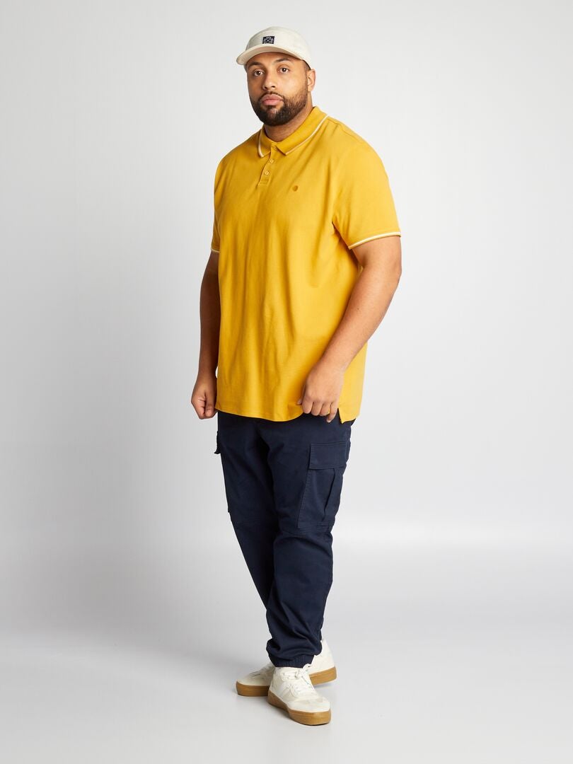 Polo shirt van contrasterend katoen - GEEL