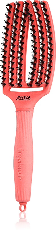 Escova de dedo Olivia Garden com cerdas de javali e nylon.