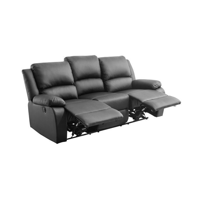 LEO 3-Sitzer-Elektrosofa mit Relaxfunktion in Kunstleder - Schwarz - B 193 x T 93 x H 96 cm - LOUNGITUDE