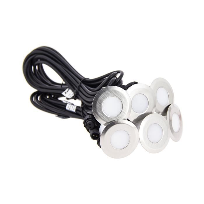Kit de 6 Spots Embutidos Externos XANLITE - LED - Branco Neutro - Cinza - IP67