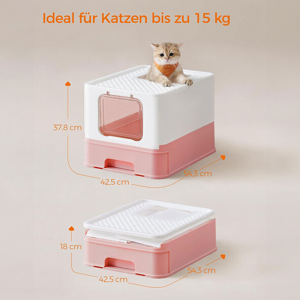 Katzentoilette mit Schaufel, pastellrosa