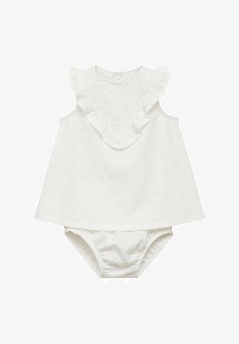 Ensemble Mango Kids à volants et grenouille - Robe de jour - blanc cassé