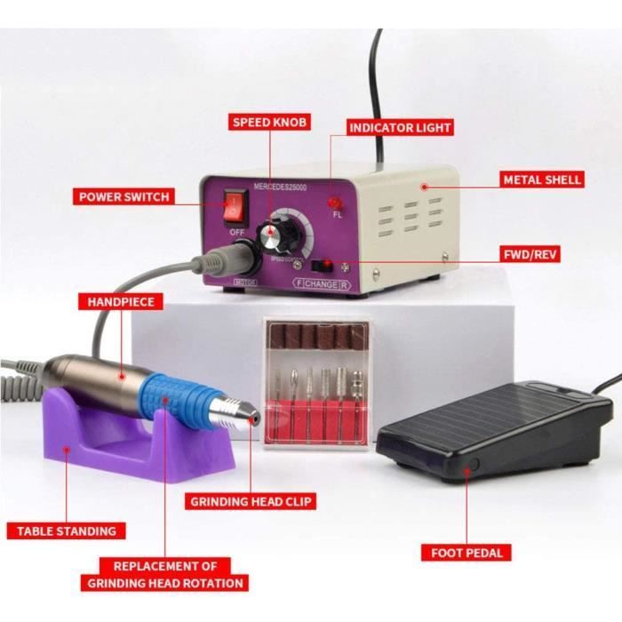 Nail Drill Manucure Électrique Ongles Kit De Fichiers, 25000 RPM Nail Professional Décapant Acrylique Électrique Machine Tools[420]