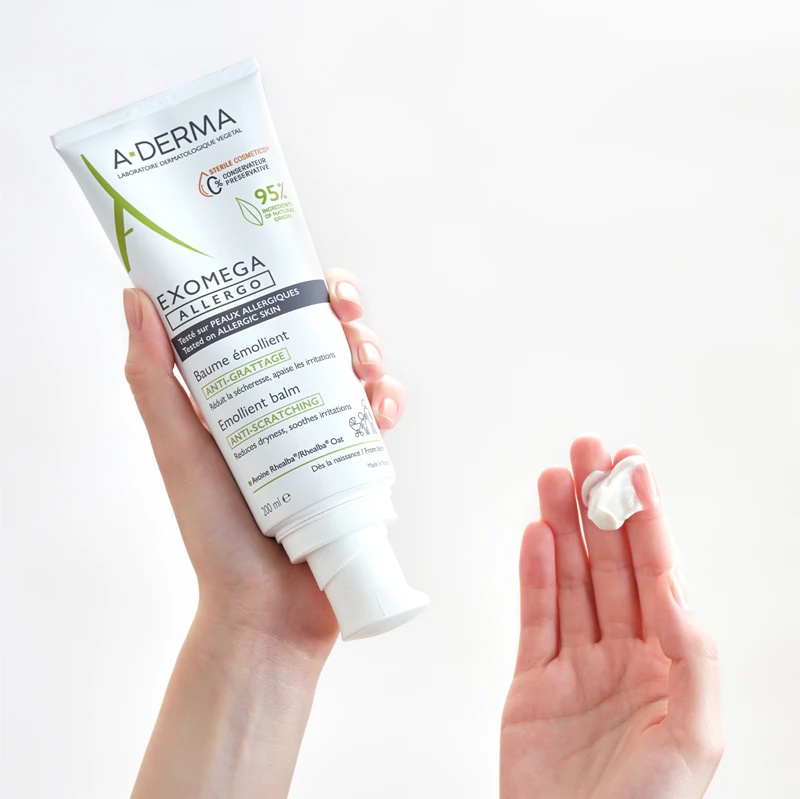 A-Derma Exomega Control Allergo mitrinošais krēms, kas stiprina jutīgas un atopiskas ādas aizsargbarjeru.