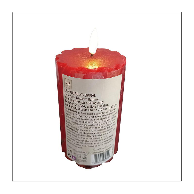 Vie Selected Kubuslamp 12 cm ø 7,6 cm LED timer spiraal rood
