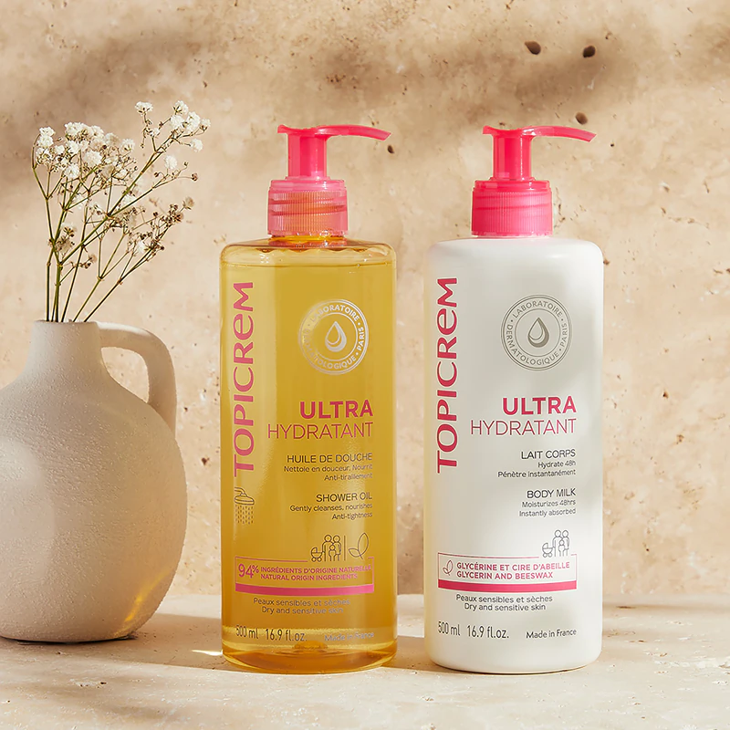 Topicrem UH BODY Ultra-Moisturizing Body Milk: een diep hydraterende bodylotion voor de droge en gevoelige huid.
