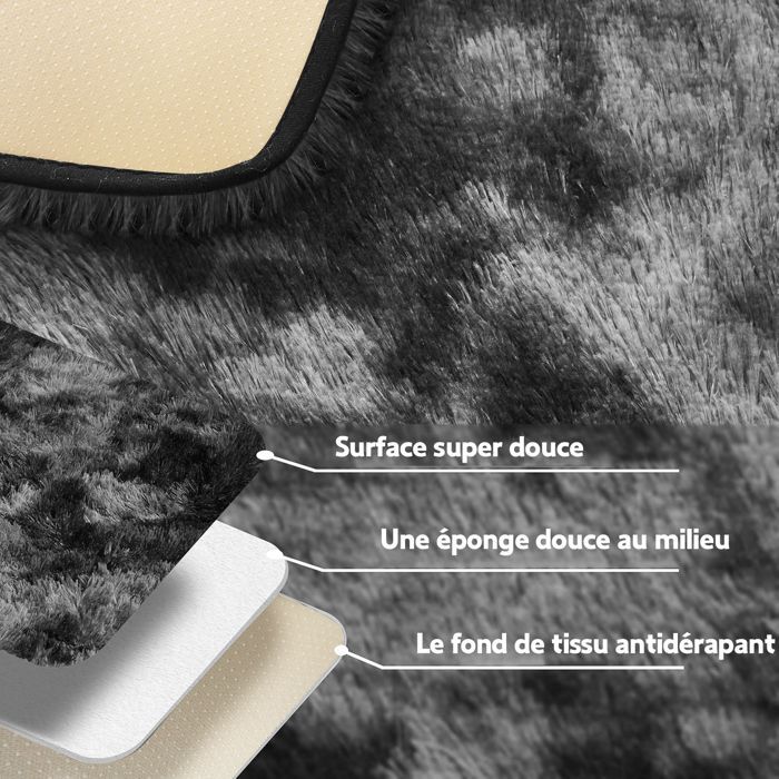 Tapis Salon , Frixovel Tapis Chambre 160x230CM , Dessous Antidérapant , Doux Moelleux , Gris Foncé