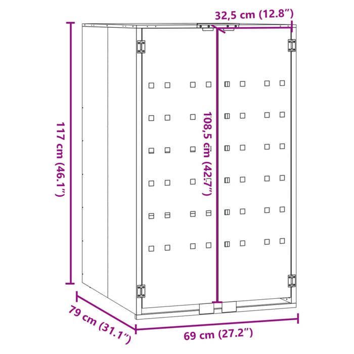 Tapa para contenedor/unidad de almacenamiento con ruedas para contenedores - VIDAXL - para un solo contenedor, acero negro CC7388884