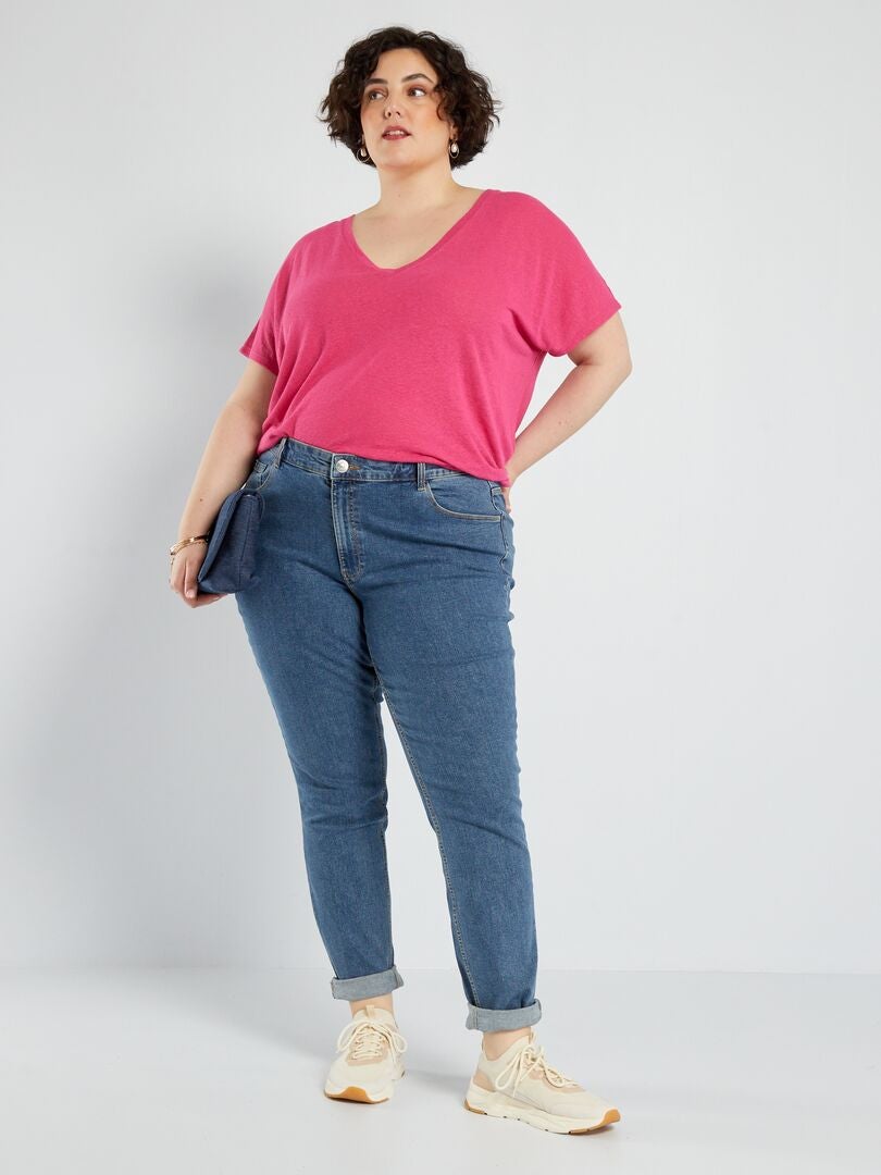 Calça jeans slim de cintura alta - tamanho 34 - azul