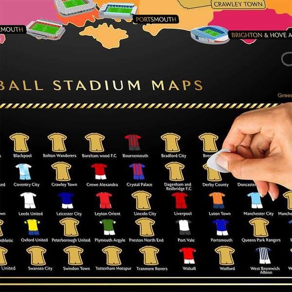 Mappa da grattare degli stadi di calcio del Regno Unito